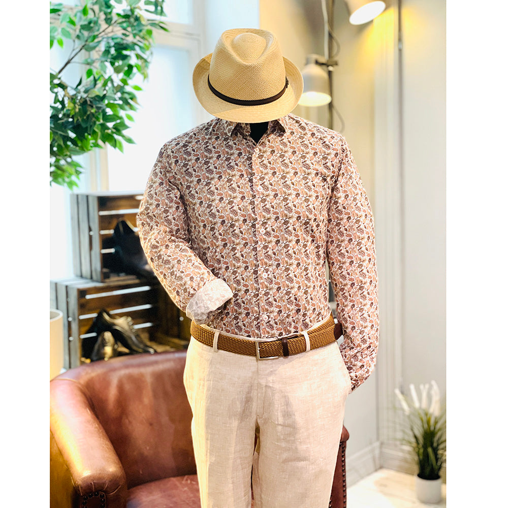 Orange / Brown patterned collared shirt ⎪ Termini ⎪ Circus Red