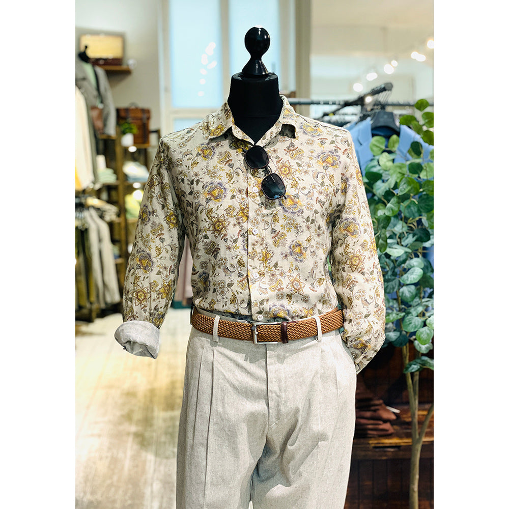 Khaki kuviollinen pellavapaita ⎪ Lanciano ⎪ Circus Red