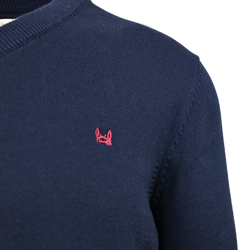 Tummansininen v-aukkoinen puuvillaneule ⎪ Alberto ⎪C. Mikelo