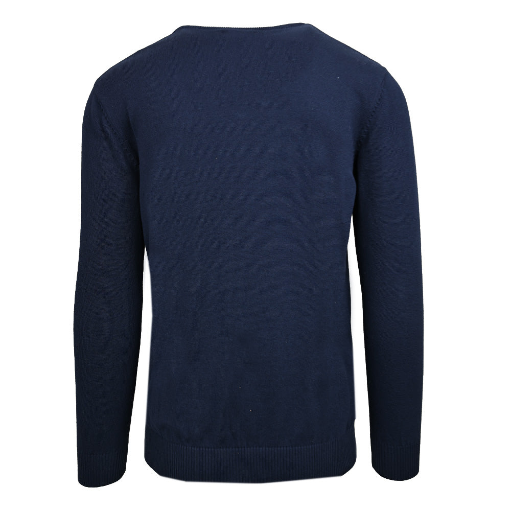 Tummansininen v-aukkoinen puuvillaneule ⎪ Alberto ⎪C. Mikelo