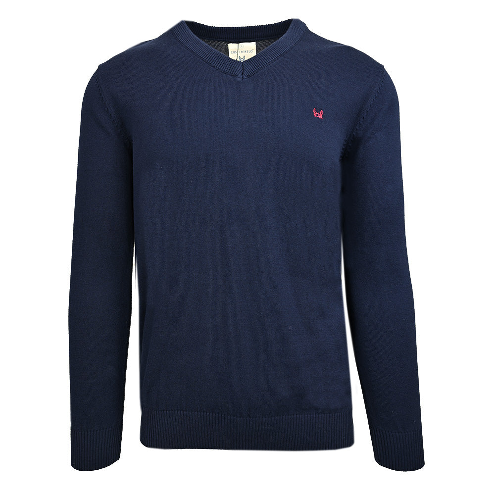 Tummansininen v-aukkoinen puuvillaneule ⎪ Alberto ⎪C. Mikelo