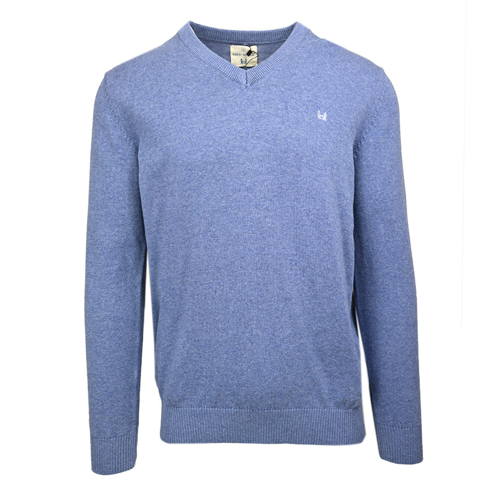 Vaaleansininen v-aukkoinen puuvillaneule ⎪ Alberto ⎪C. Mikelo