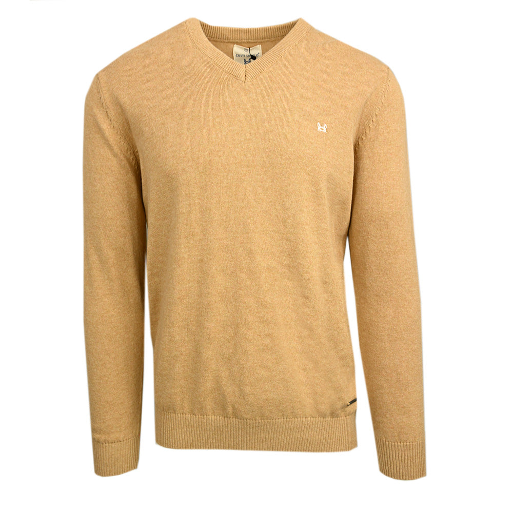 Vaaleanruskea v-aukkoinen puuvillaneule ⎪ Alberto ⎪C. Mikelo