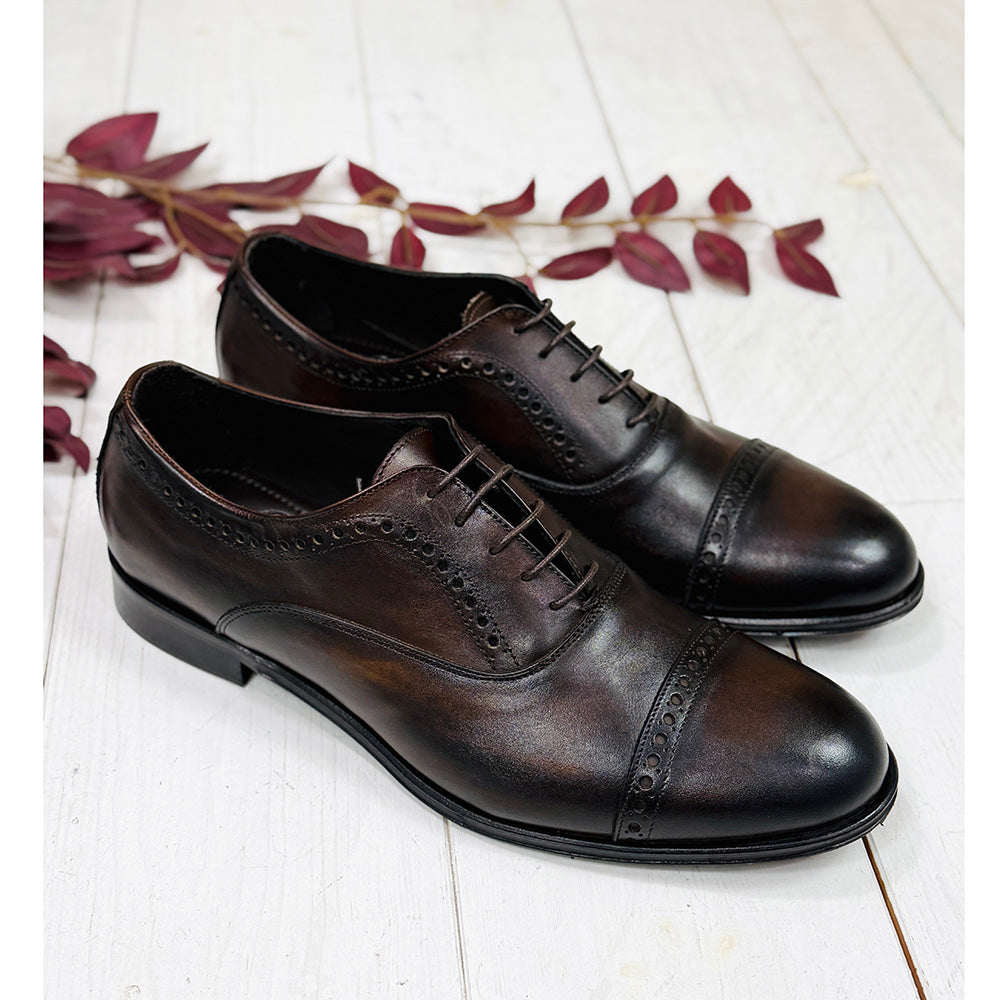 Tummanruskea nahkakenkä⎪ Cap Toe  Brogue Oxford ⎪ Rennella