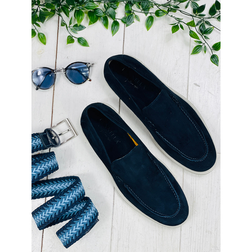 Dark navy suede loafers | Matera | Rennella