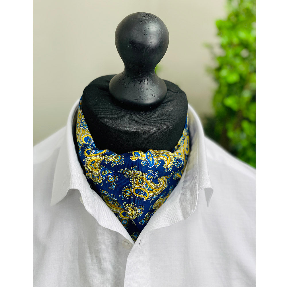 Sininen/Kulta paisley ascot-huivi ⎪Giorgio Redaelli