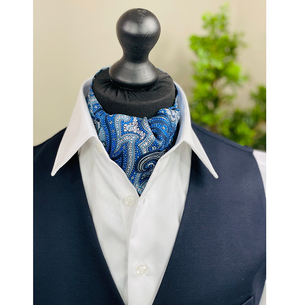 Tummansininen paisley kuvio ascot-huivi ⎪Giorgio Redaelli