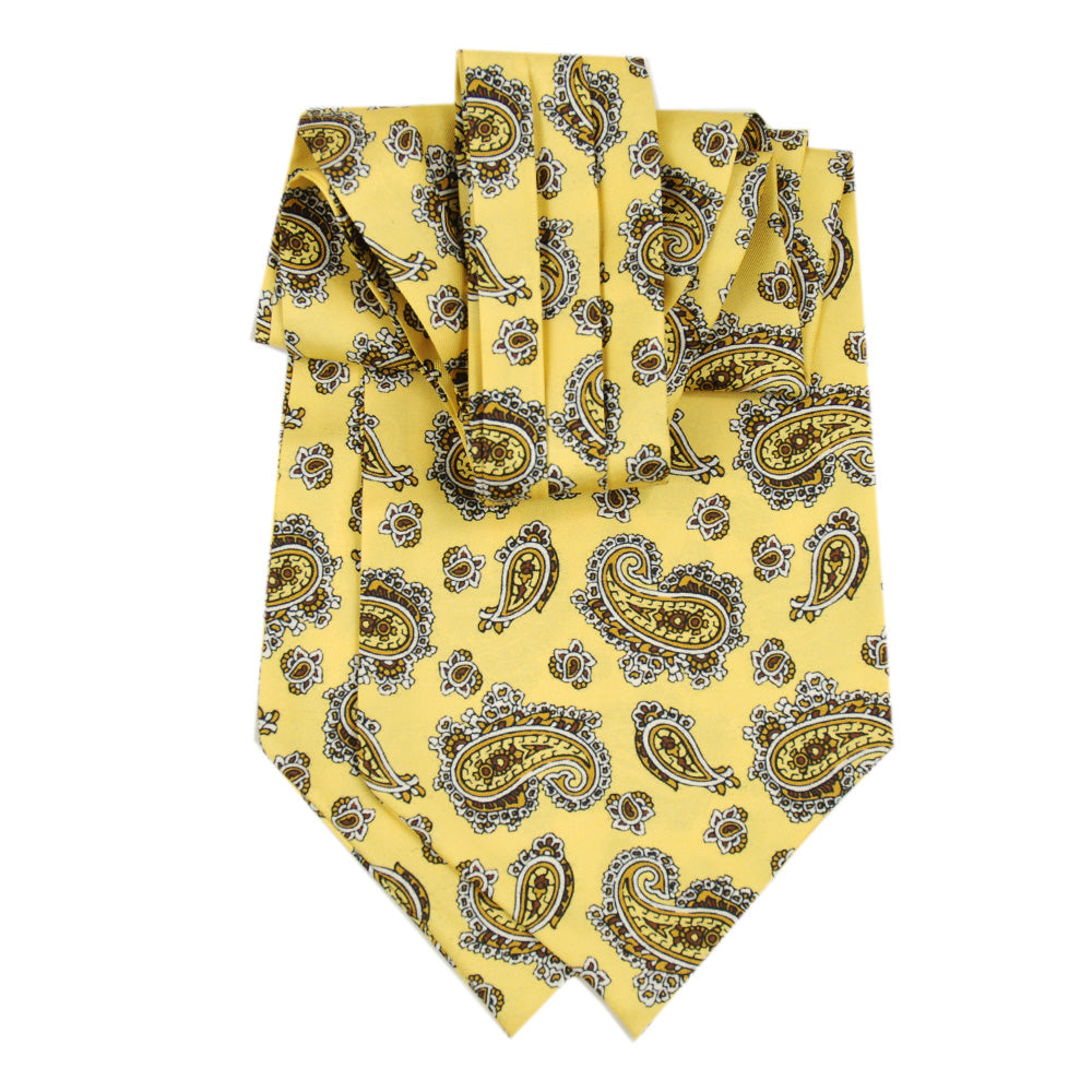 Kullankeltainen paisley kuvio ascot-huivi ⎪ Giorgio Redaelli