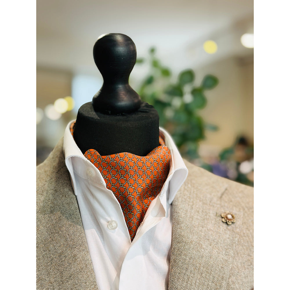Orange ascot-scarf med mönster⎪Giorgio Redaelli