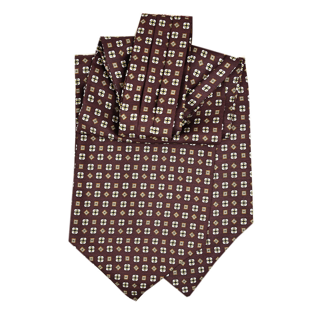 Burgundy patterned ascot scarf | Giorgio Redaelli