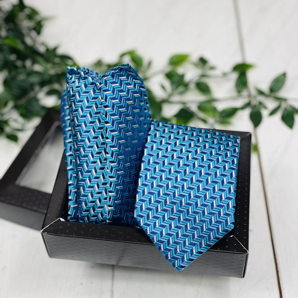 Orange-blue bow tie & pocket square gift set⎪ Giorgio Redaelli