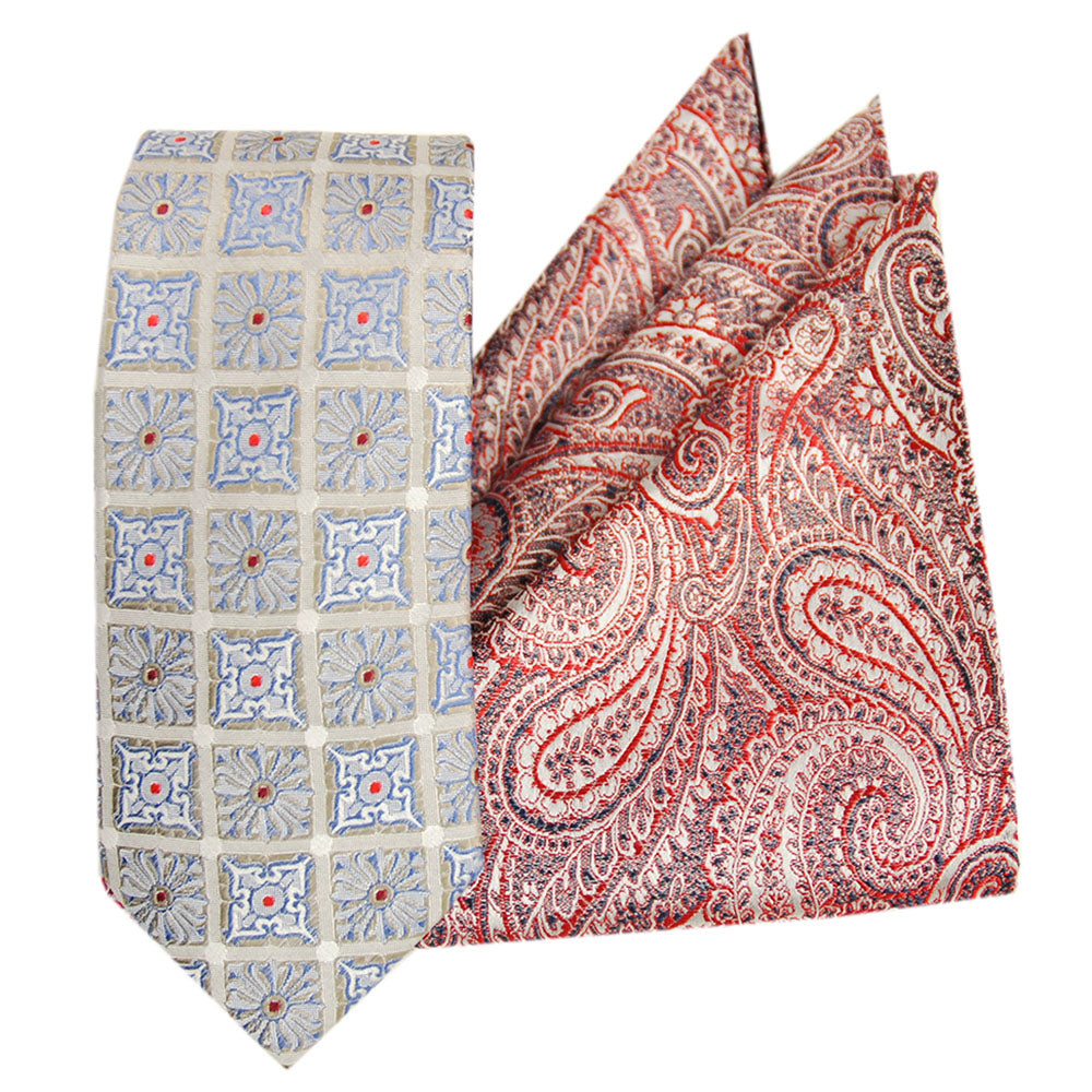 Rotes Paisley-Krawatten- & Einstecktuch-Geschenkset⎪ Giorgio Redaelli