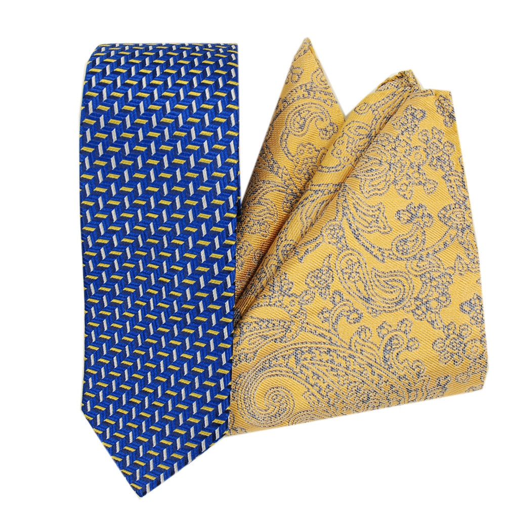 Sininen kuviollinen solmio & taskuliina lahjasetti⎪ Giorgio Redaelli