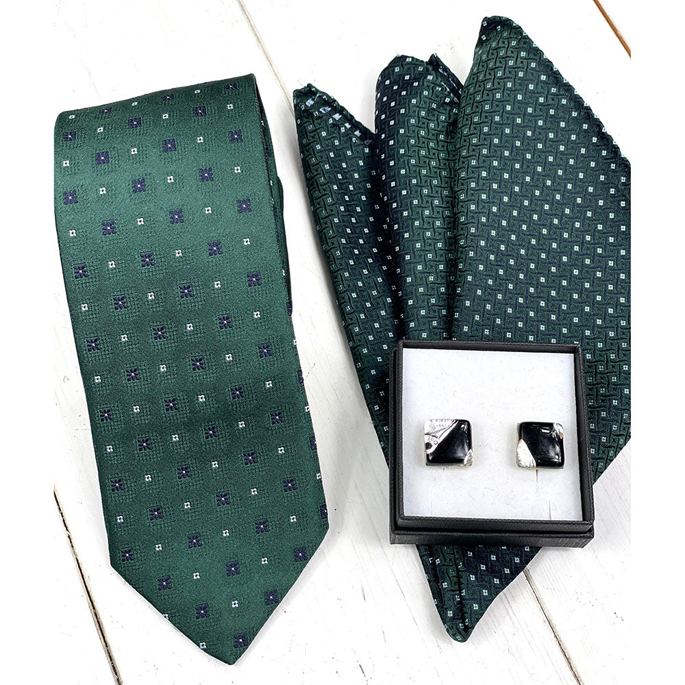 Dark green pocket square with a small pattern ⎪ Giorgio Redaelli