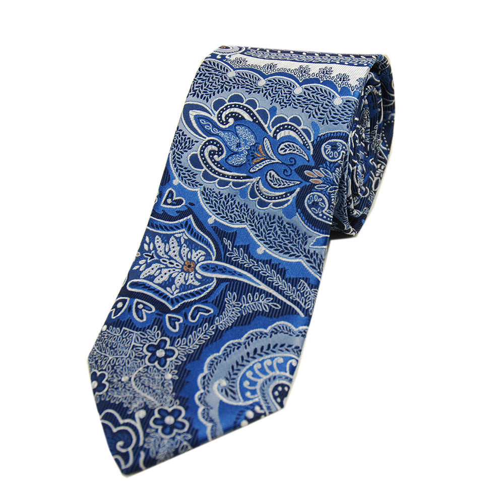 Blau festlich gemusterte Seidenkrawatte⎪Giorgio Redaelli