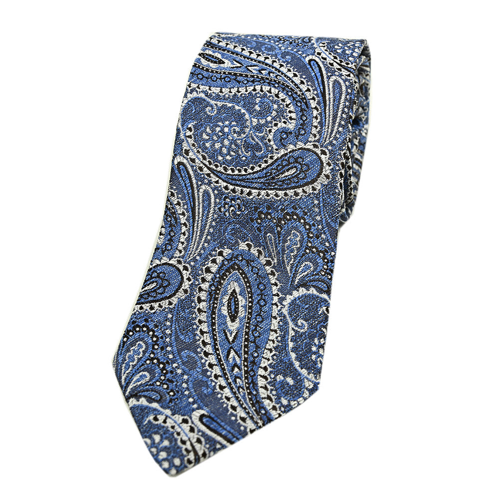 Blue patterned silk tie | Giorgio Redaelli