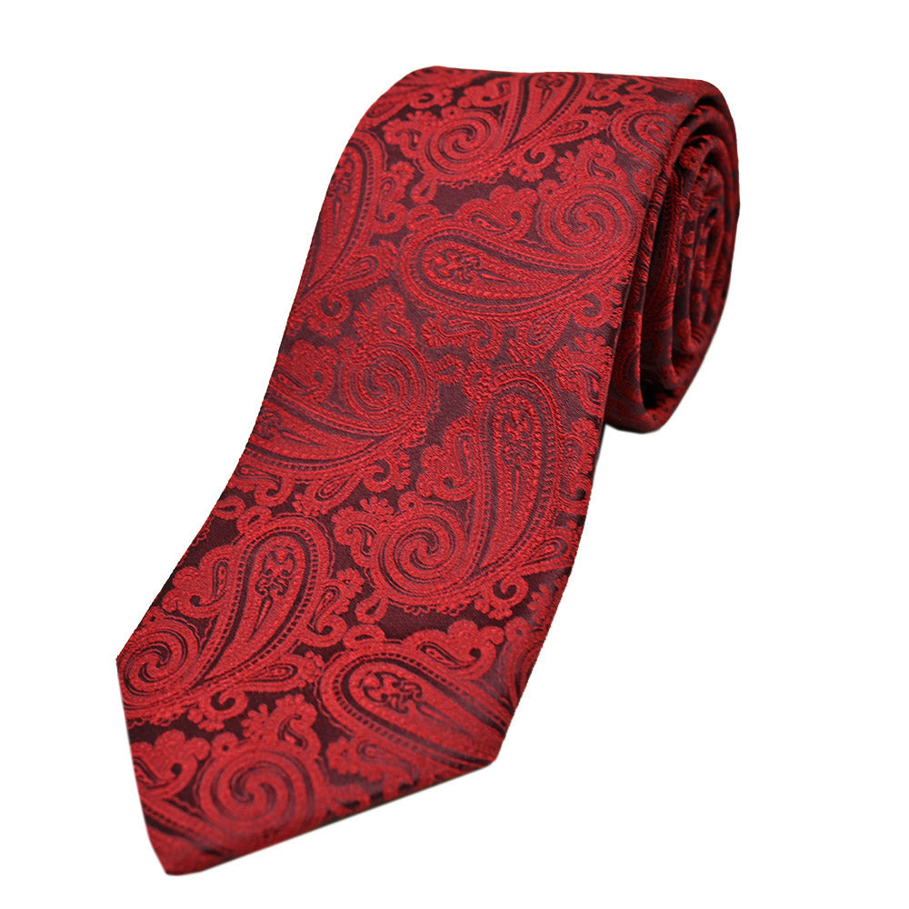 Tummanpunainen paisley silkkisolmio⎪ Giorgio Redaelli