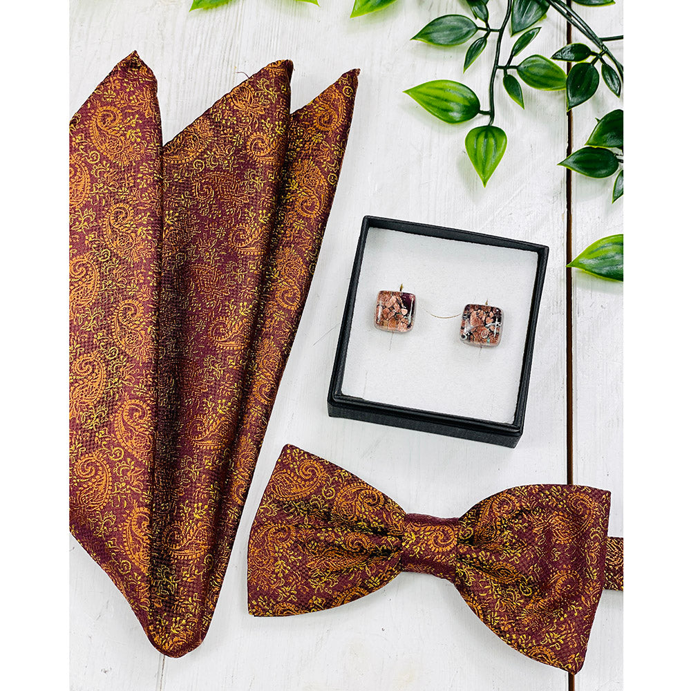 Ruosteenoranssi kuviollinen taskuliina ⎪ Giorgio Redaelli