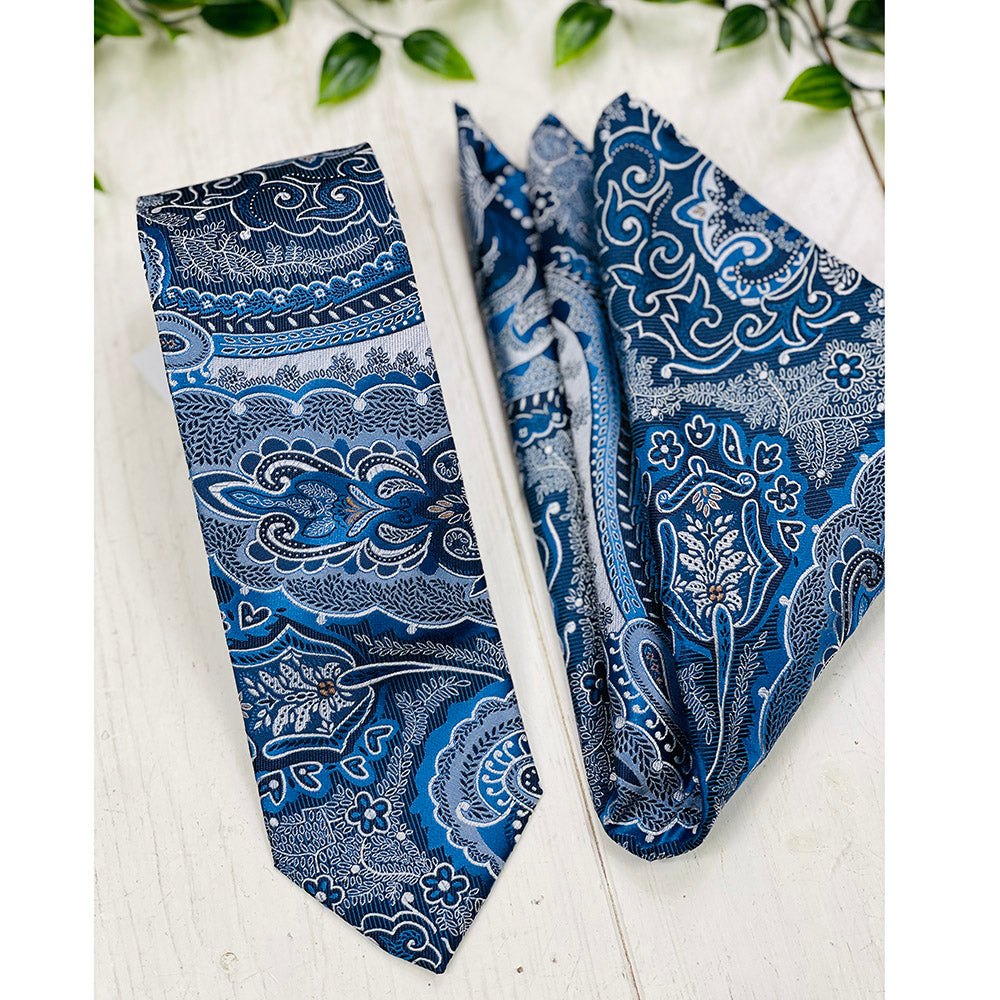 Sininen juhlava kuviollinen taskuliina ⎪ Giorgio Redaelli