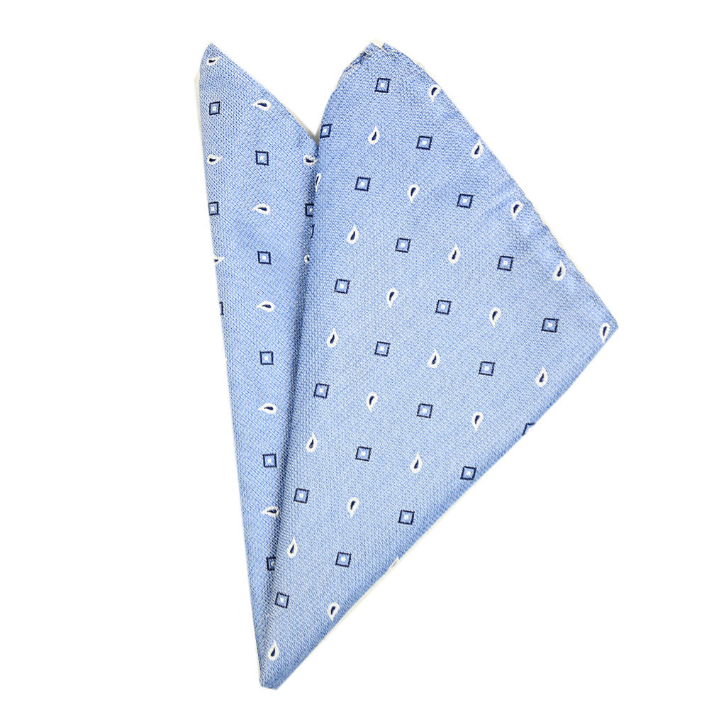 Light Blue Patterned Pocket Square | Giorgio Redaelli