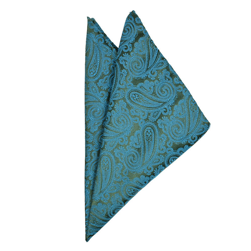 Petrol Blue Patterned Pocket Square | Giorgio Redaelli