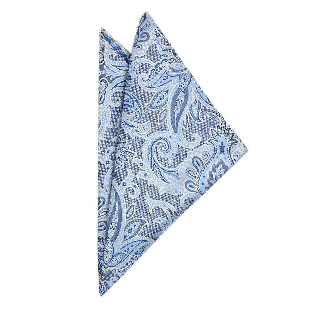 Light blue paisley-pattern pocket square | Giorgio Redaelli