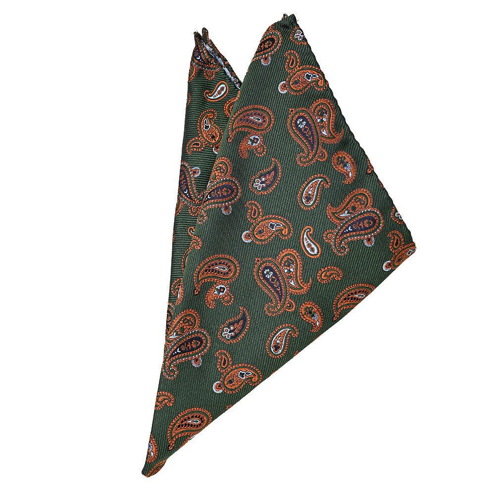 Tummanvihreä paisley taskuliina⎪ Giorgio Redaelli