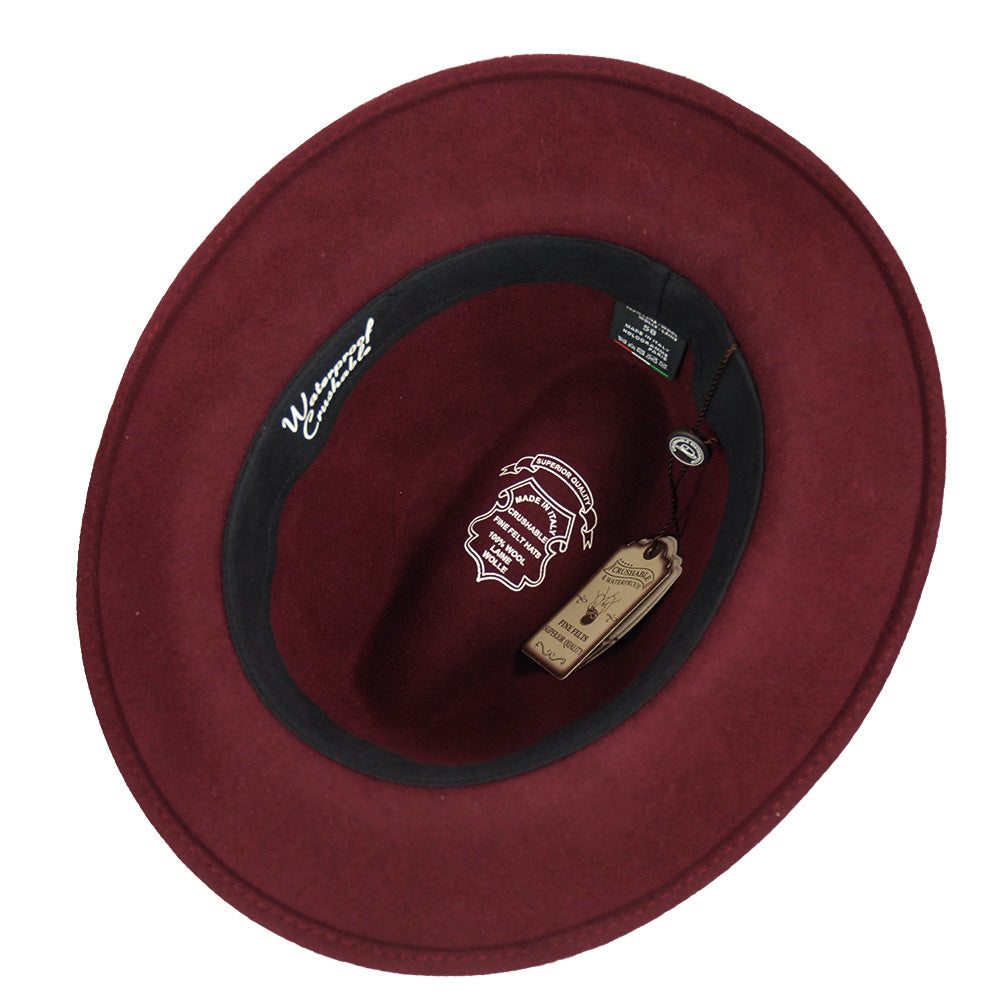 Burgundy fedora hattu ⎪ Waterproof & Crushable ⎪ Hologramme