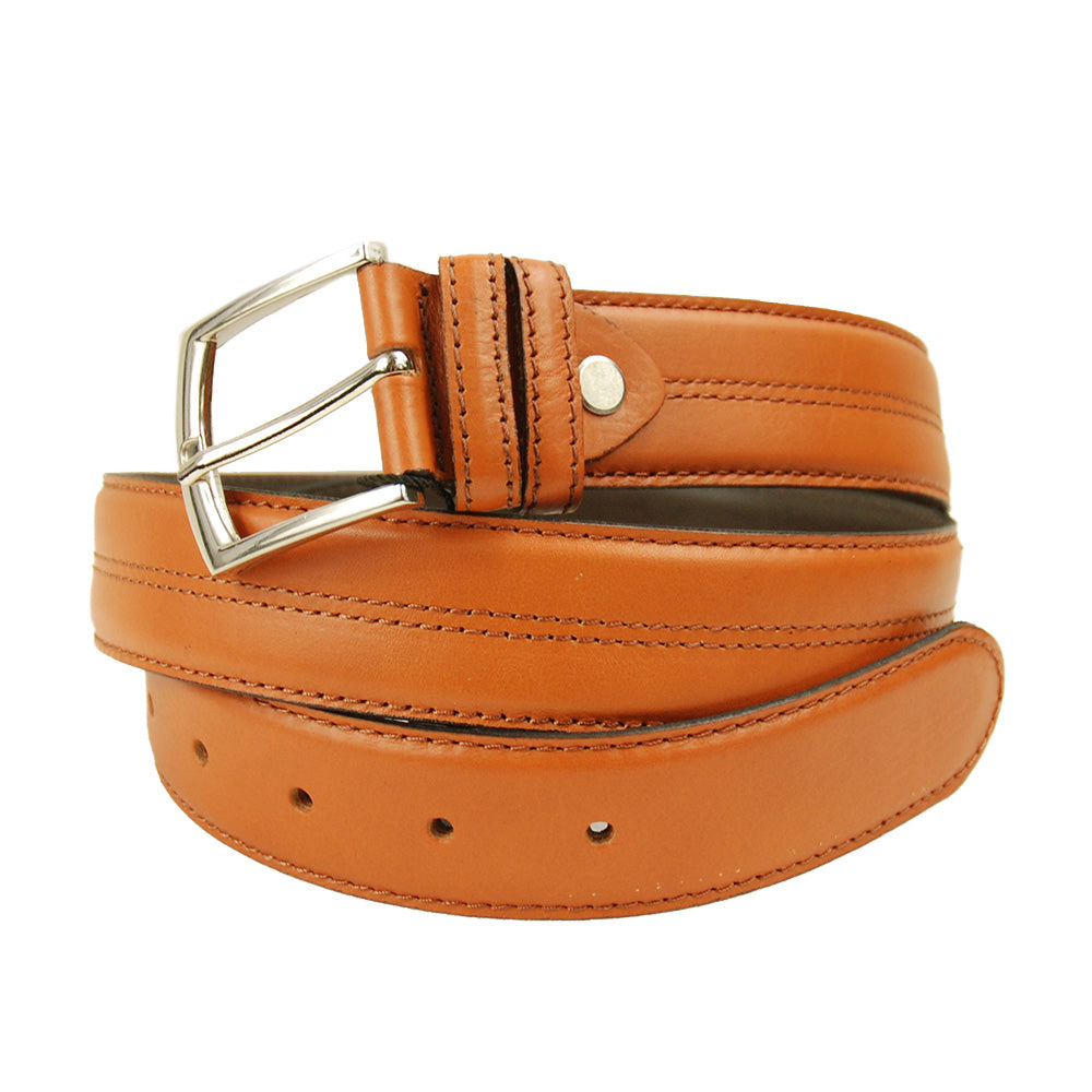 Cognac brown leather belt⎪ Termoli ⎪ Hologram