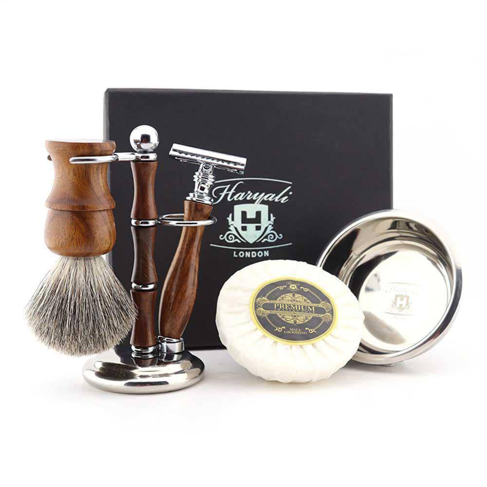 Puinen Parranajosetti ⎪  Safety Razor  -  Super Badger ⎪  Haryali London