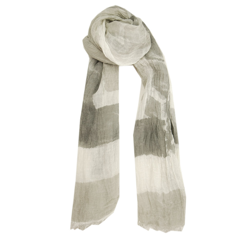 Indico Fashion. Bojua. Scarf. Gray striped. Made in Italy. 100% linen