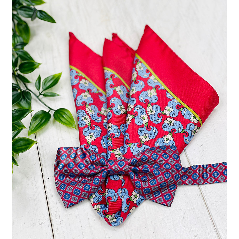 Red Bow Tie and Pocket Square Set ⎪ Bojua