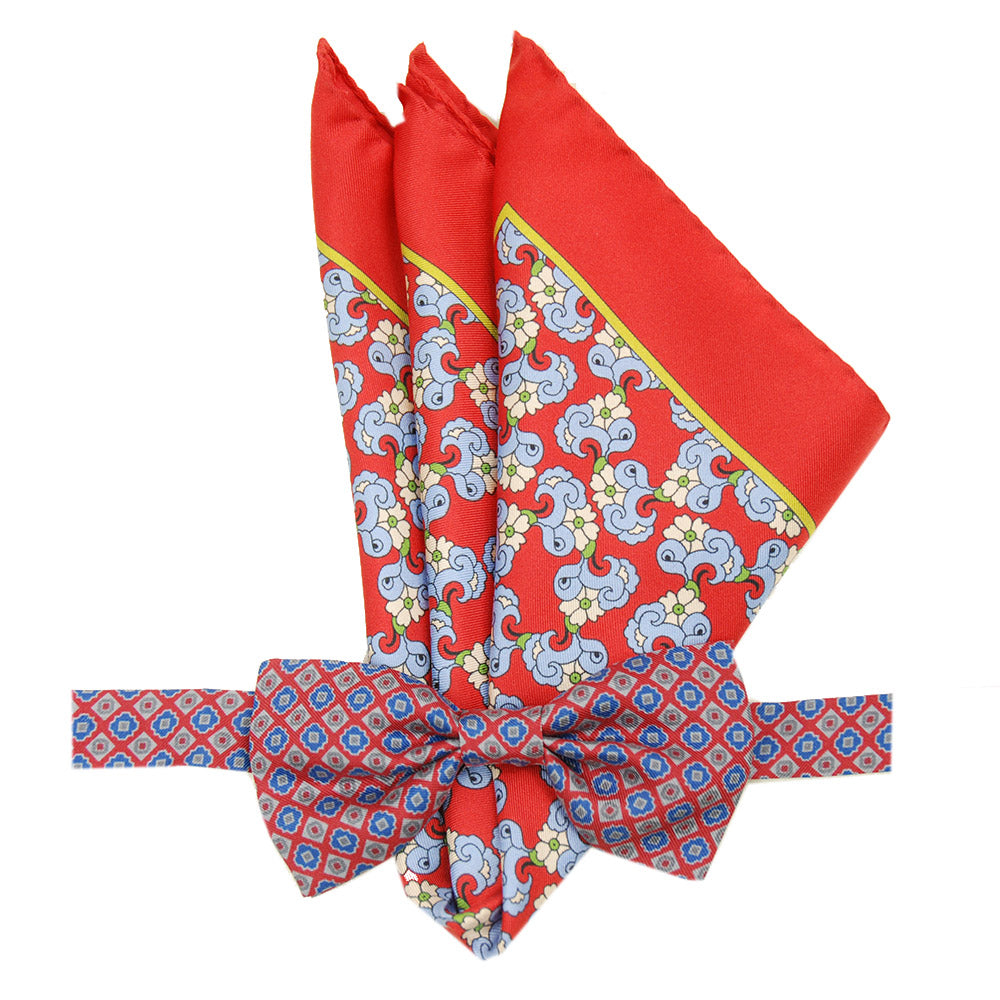 Red Bow Tie and Pocket Square Set ⎪ Bojua