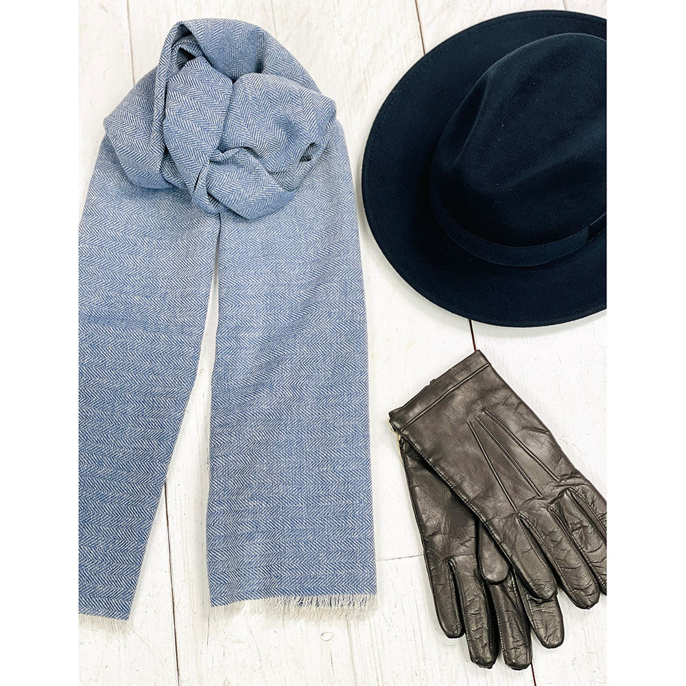 Blue herringbone pattern scarf ⎪ Bojua