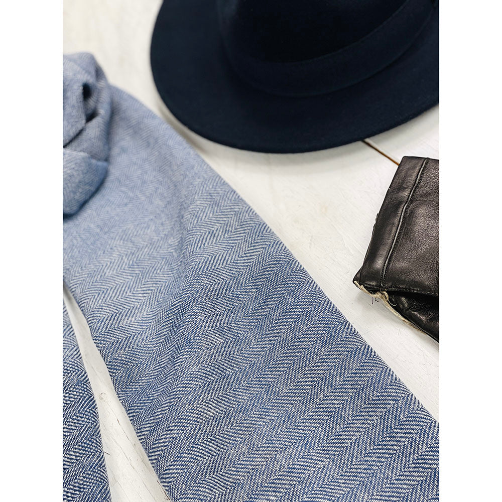 Blue herringbone pattern scarf ⎪ Bojua