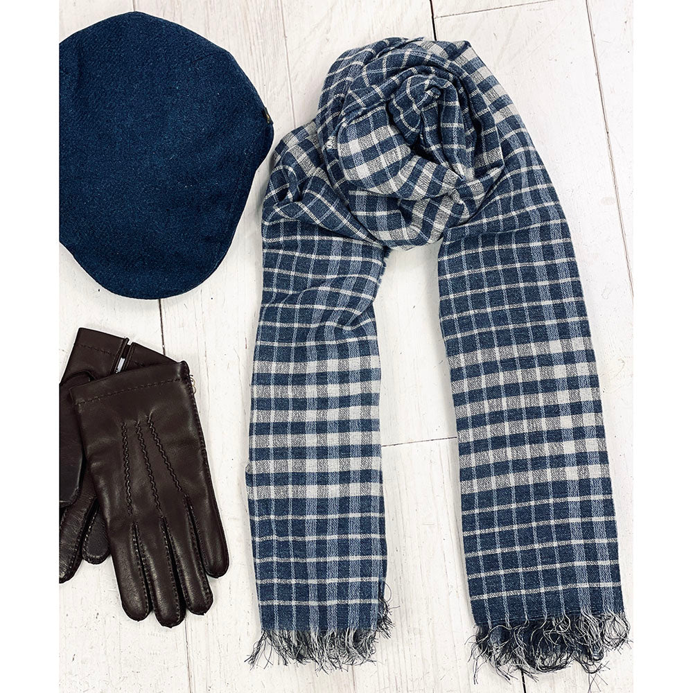 Blue / Brown patterned scarf⎪ Bojua