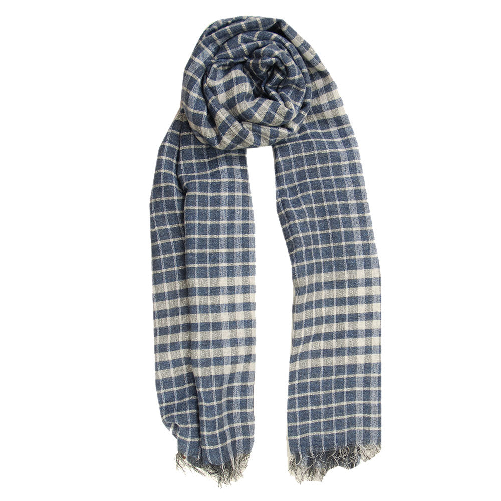 Blue / Brown patterned scarf⎪ Bojua
