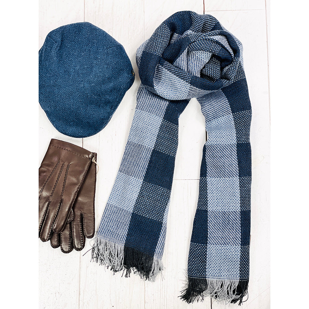Dark Blue / Light Blue Checkered Scarf ⎪ Bojua