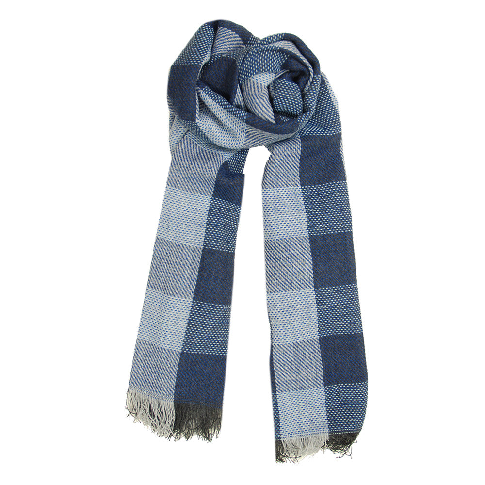 Dark Blue / Light Blue Checkered Scarf ⎪ Bojua