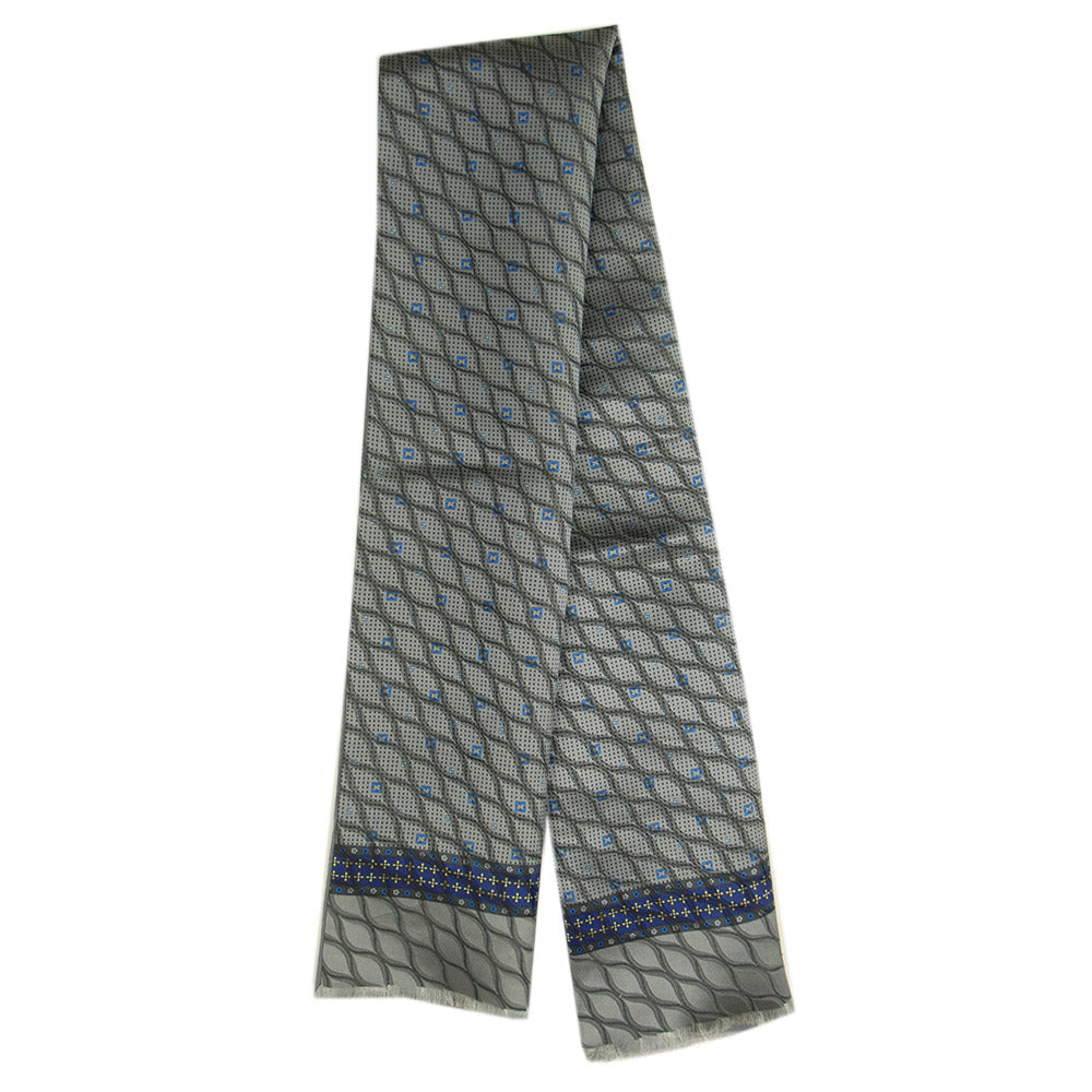 Indico Fashion. Scarf. Gray Silk and wool. Made in Italy.
