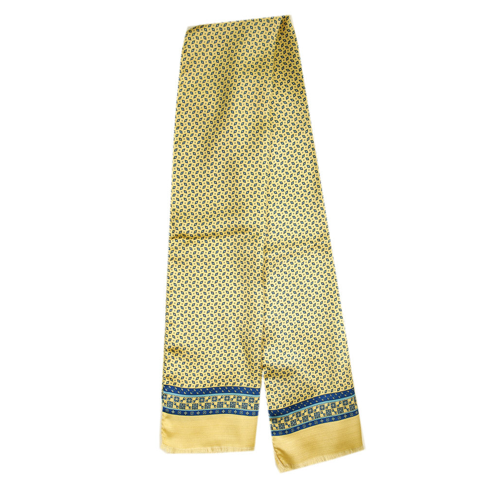Indico Fashion. Silk scarf. Yellow. 100% silk. Made in Italy.