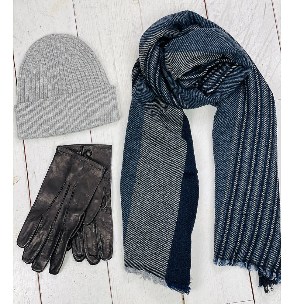 Siniharmaa raidallinen kaulahuivi ⎪ Bojua