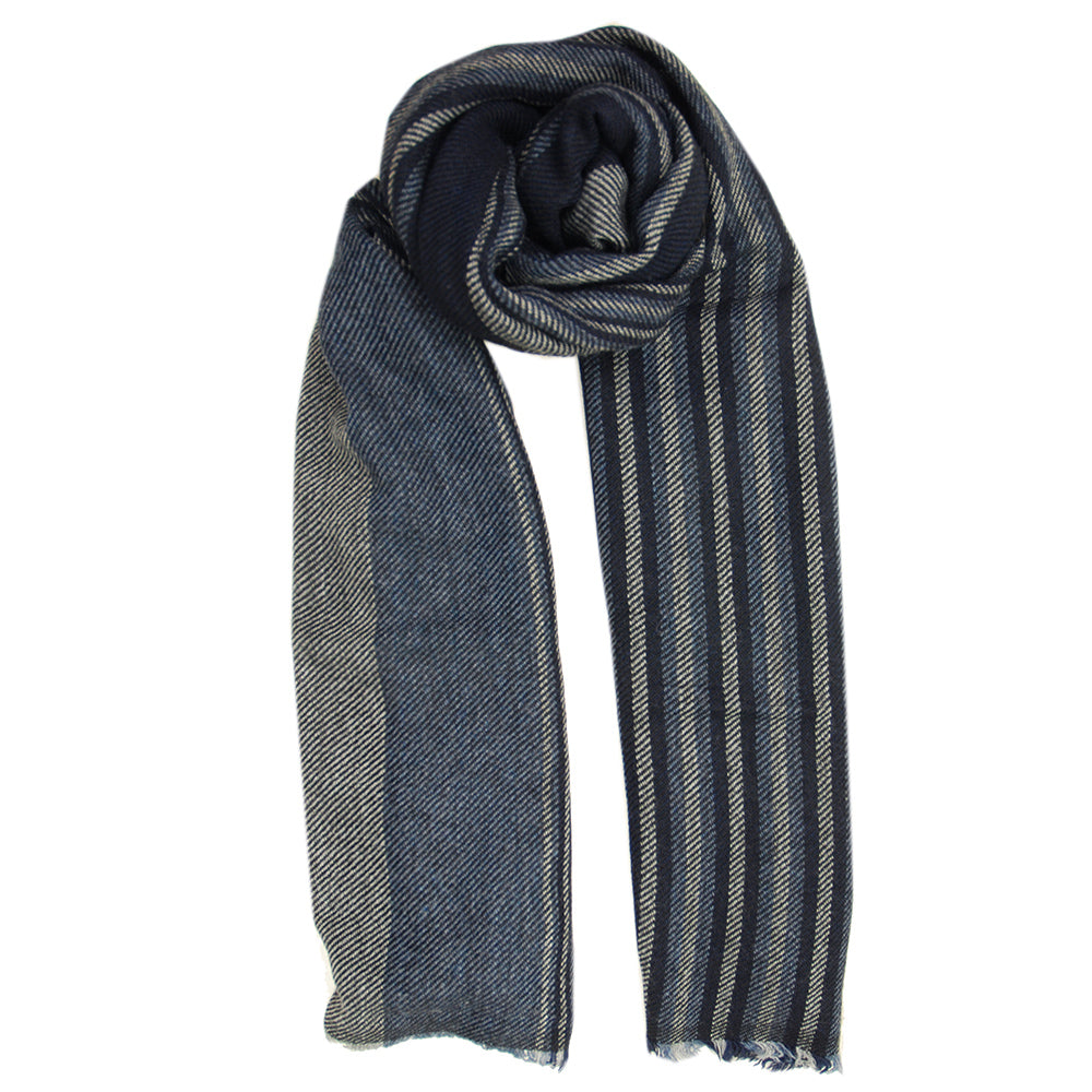 Siniharmaa raidallinen kaulahuivi ⎪ Bojua