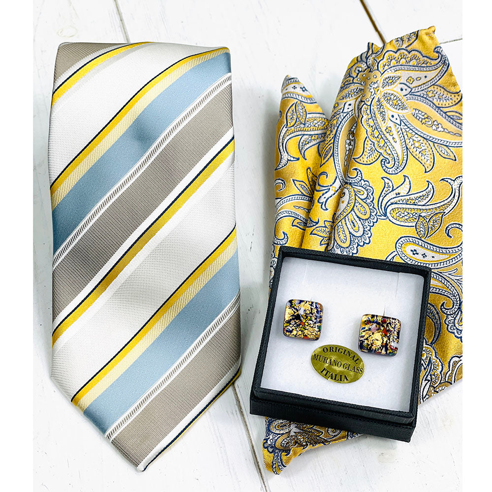 Vaalea raidallinen solmio ⎪ Bojua