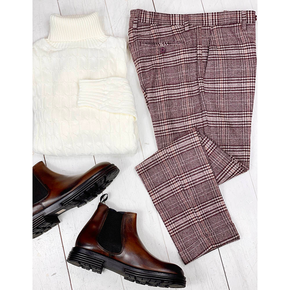 Burgundy checkered pants⎪ Brindisi ⎪ Marselo