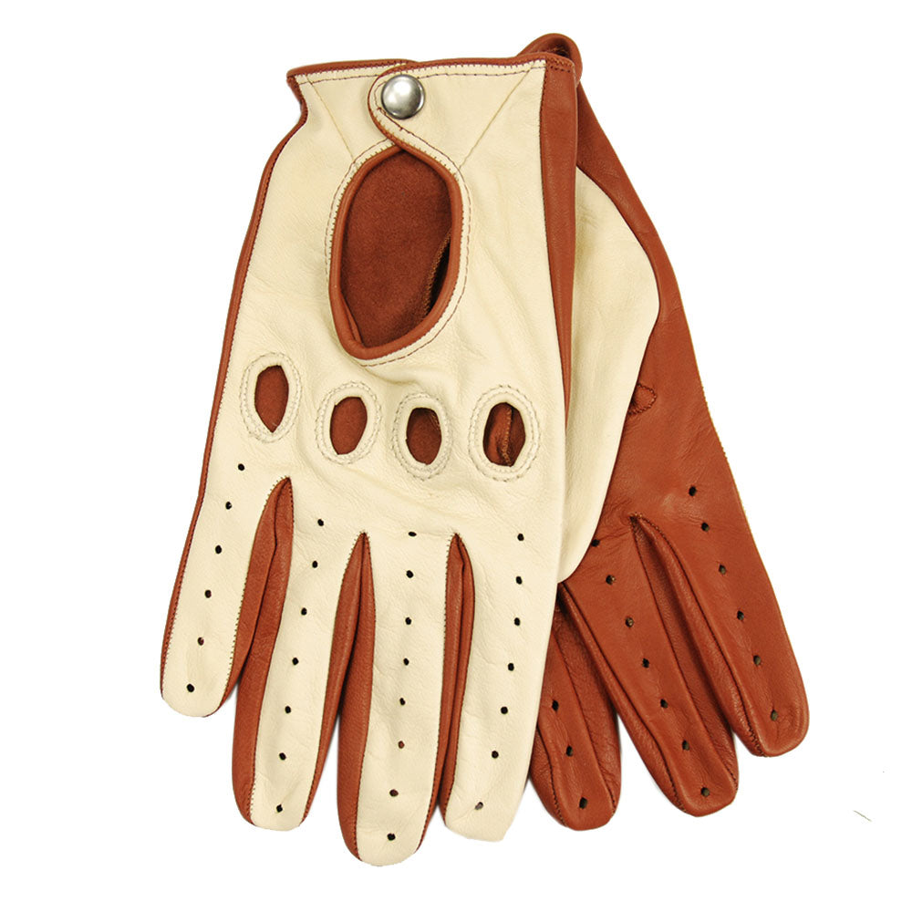 Kaksiväriset ajohanskat⎪ Beige / Ruskea ⎪Omega Gloves