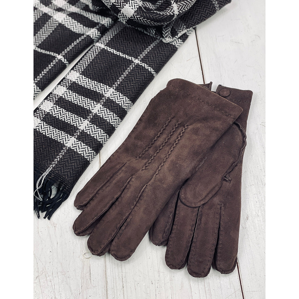 Tummanruskeat mokkanahkahanskat ⎪ Suede ⎪ Omega Gloves