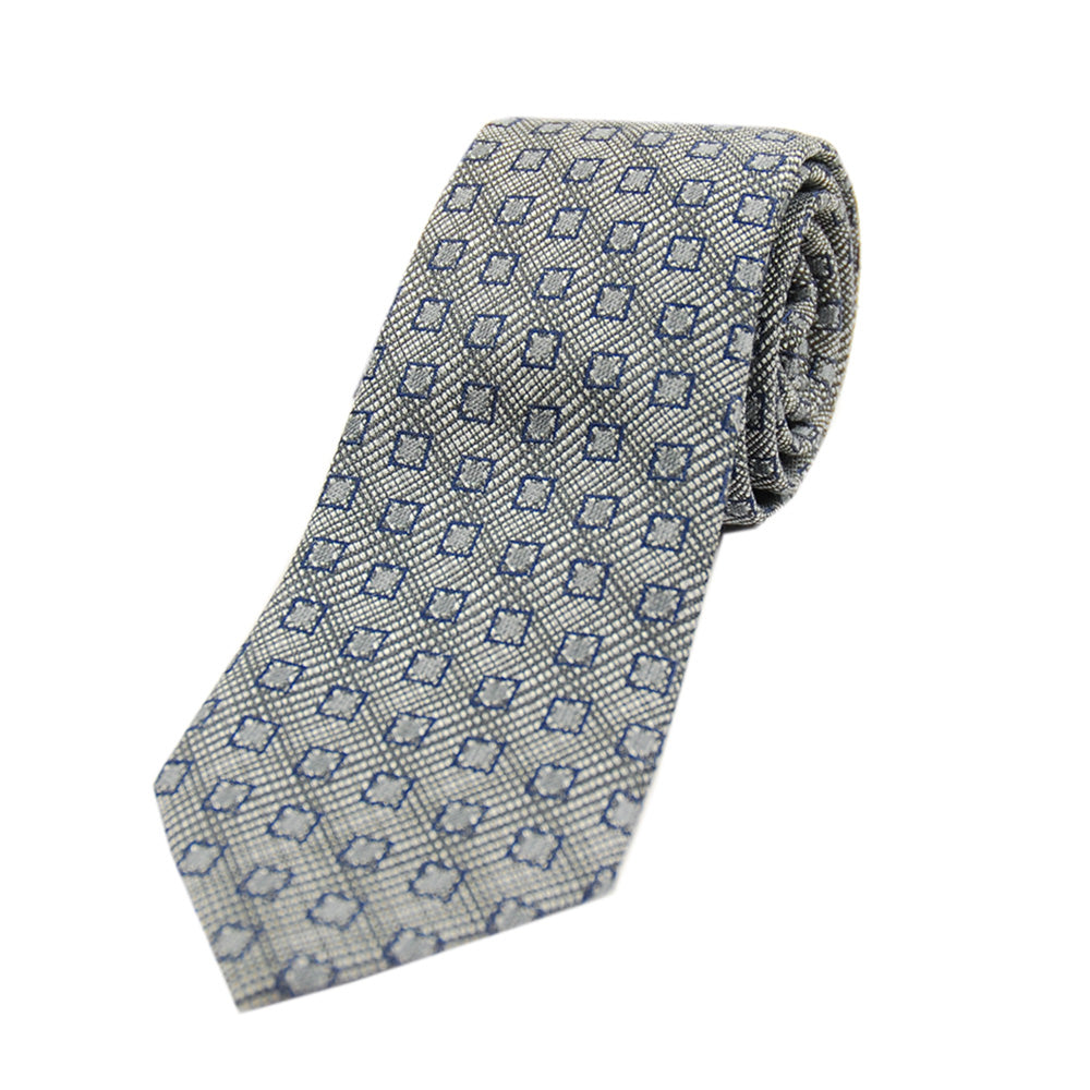 Cravate en soie grise à motifs ⎪Collection Piero Gianchi