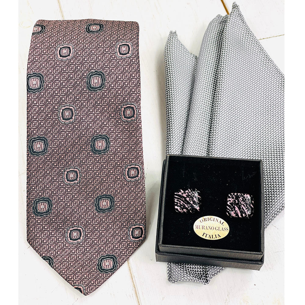 Vaaleanpunainen solmio kuviolla⎪ Piero Gianchi Collection