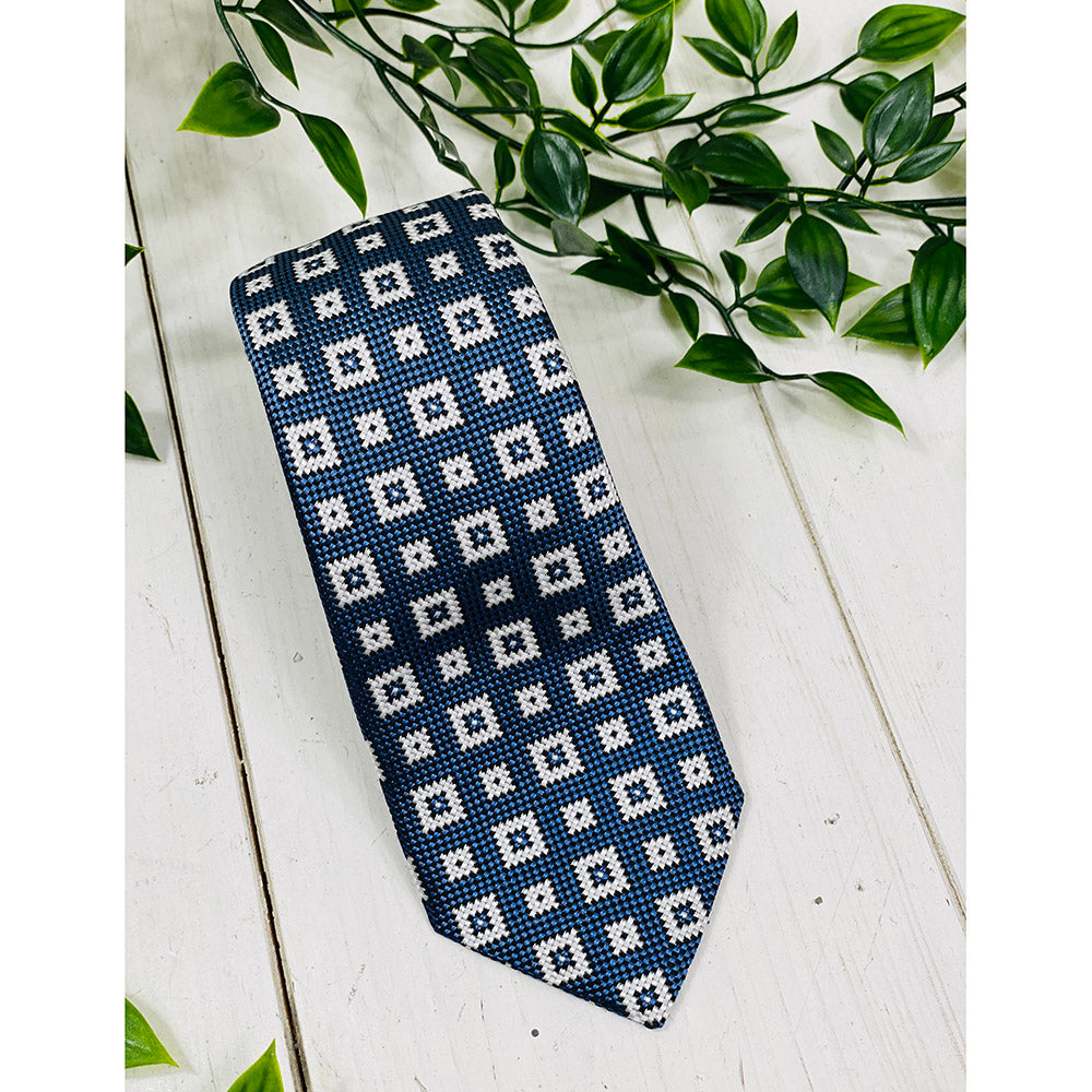 Blue patterned silk tie⎪Piero Gianchi Collection